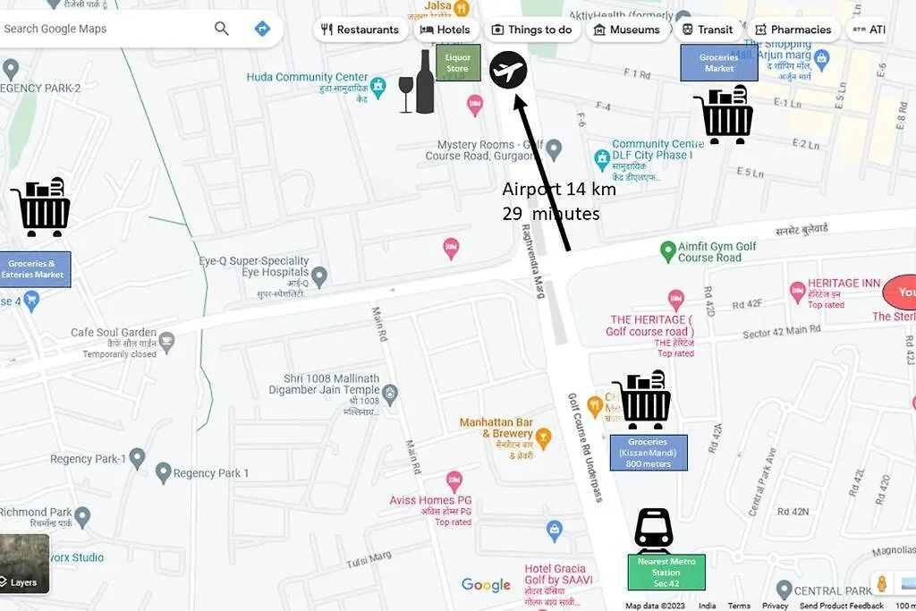 Zaniah - 1Bhk, 2 Balconies, Free Parking & Wi-Fi Lejlighed Gurgaon 0*,